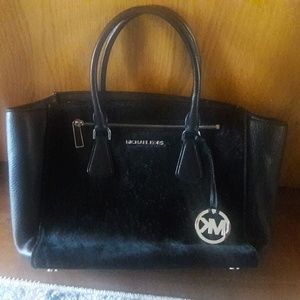 Large haircalf leather trim Michael Kors handbag
